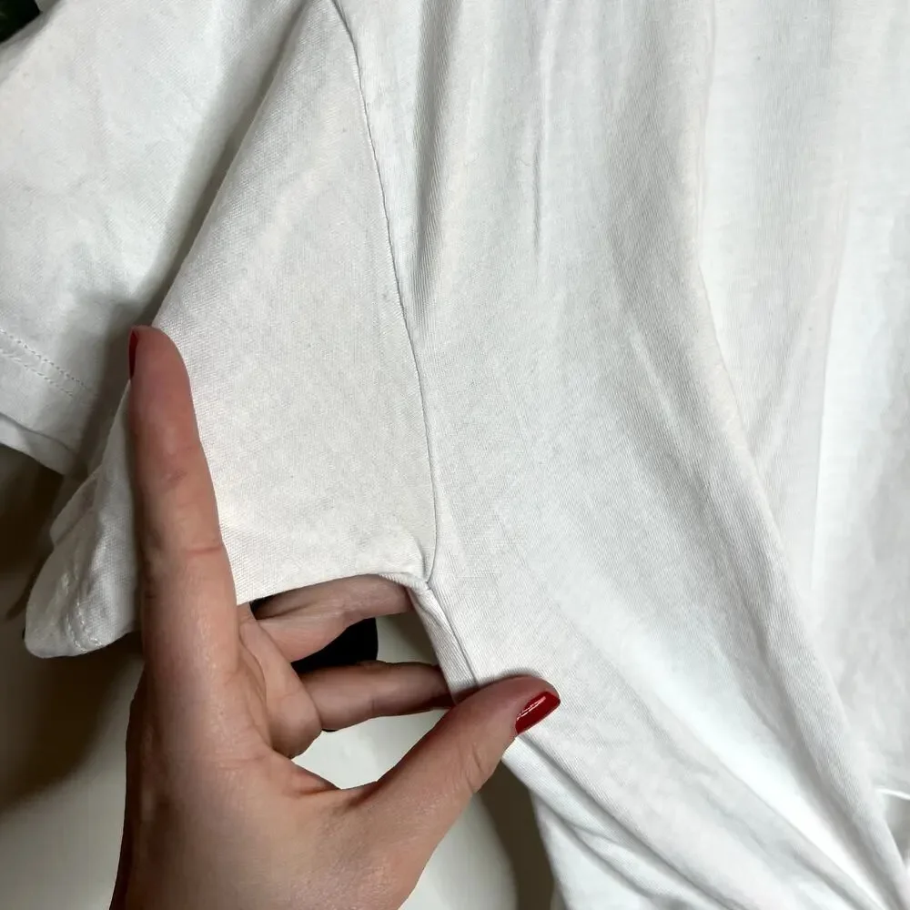 Zara White Tie Front Tee LAST CALL - Picture 4 of 5